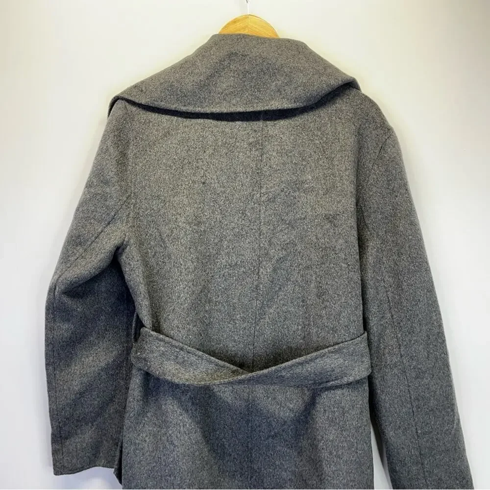 Lauren Ralph Lauren Belted Wool Blend Wrap coat gray - 14 - Picture 9 of 11